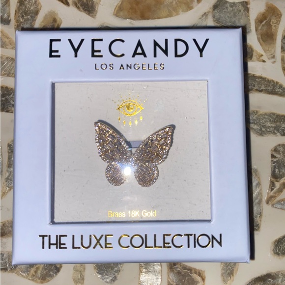 EyeCandy Los Angeles 18K Gold-Plated Brass Butterfly Statement Ring - Picture 3 of 7